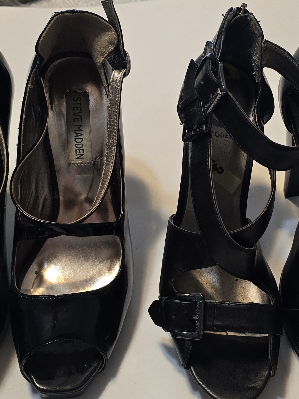 Steve Madden Black Patent Peep-Toe Heels And Guess Heels(26)